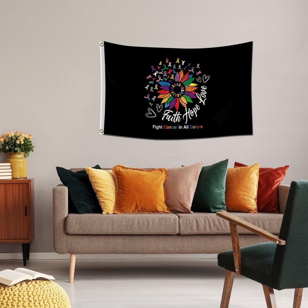 Bandera lucha contra cáncer 3x5ft color vivo