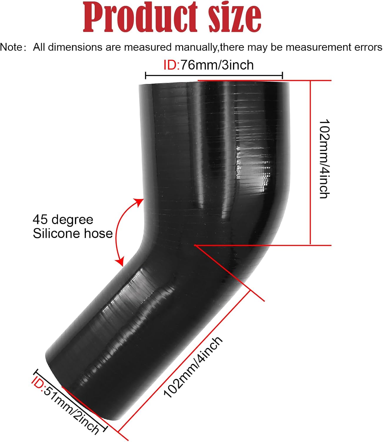 Manguera silicona reductor 2-3" 4 capas abrazaderas T Turbo