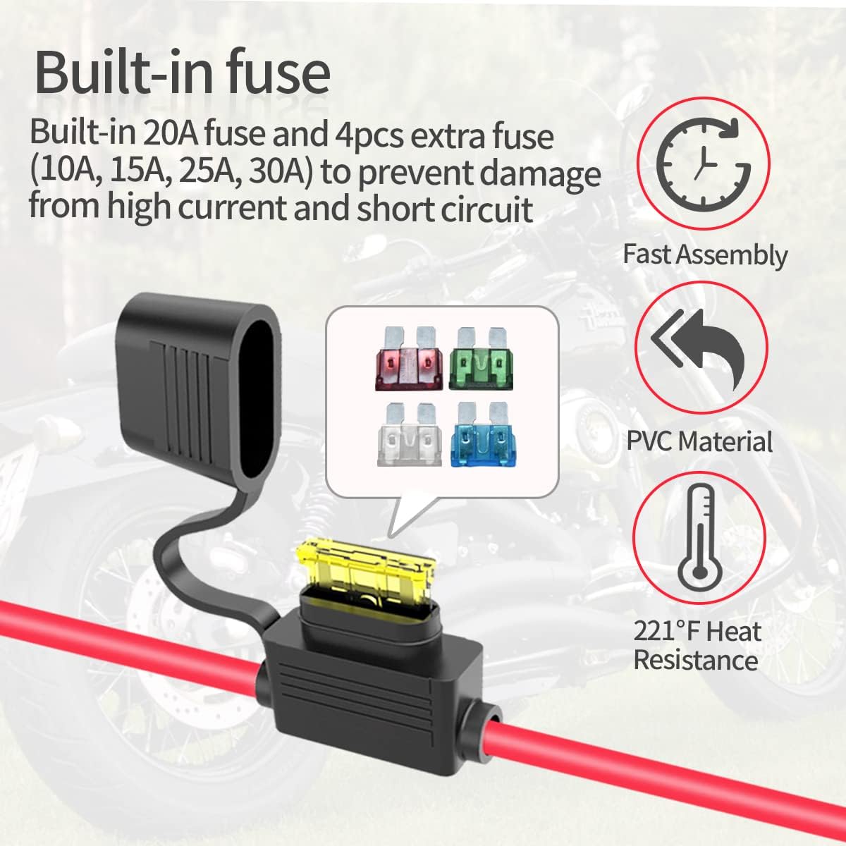 Cable extensión SAE 10 AWG 2pies conector rápido coche RV