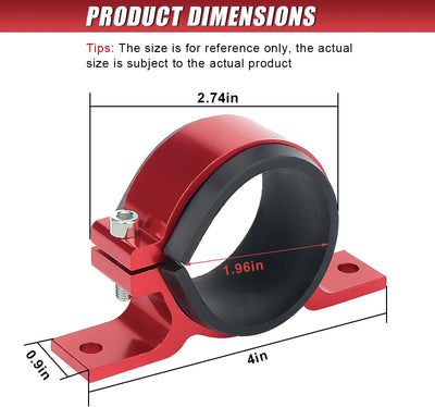 Soporte aluminio filtro combustible coche 50mm rojo