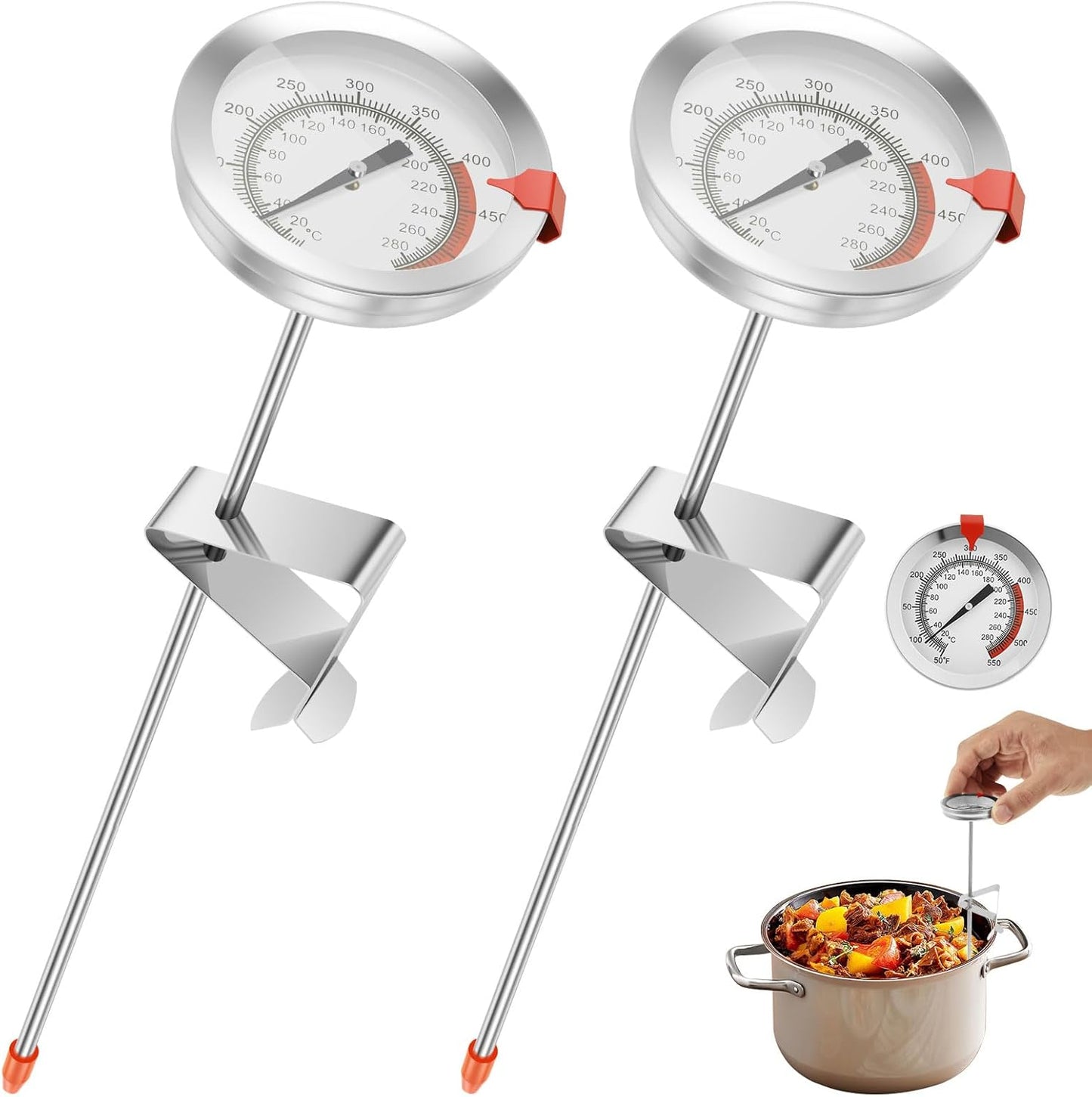 Pack 2 Termómetros Aceite Freír Tallo Largo 12pulg Acero Inox