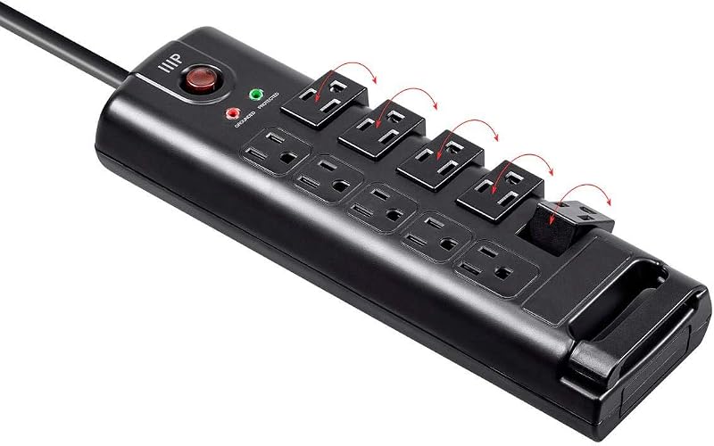 Protector sobretensiones giratorio 10 tomas 8ft Negro 2880J