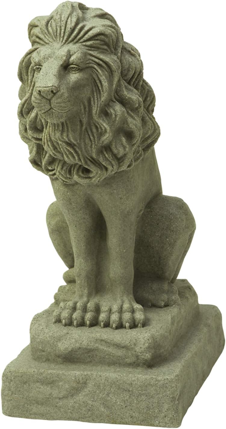 Estatua león guardián resina 28pulg arenisca