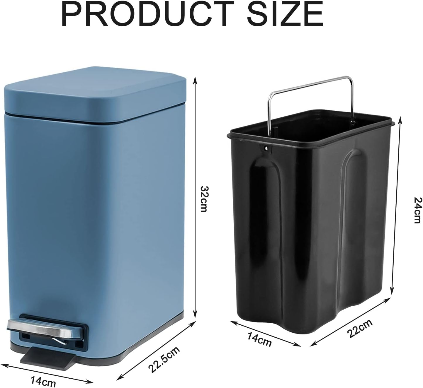 Cubo basura acero inox 1.3gal con tapa suave baño dormitorio