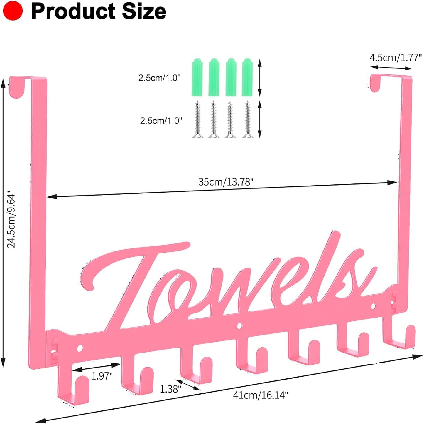 Ganchos puerta toallero 7uds para baño dormitorio cocina rosa
