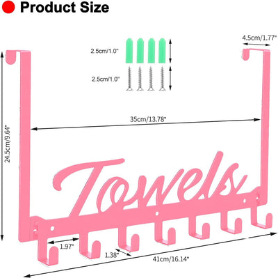 Ganchos puerta toallero 7uds para baño dormitorio cocina rosa