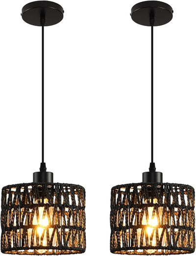 Lámpara colgante ratán candelabro bohemio cocina