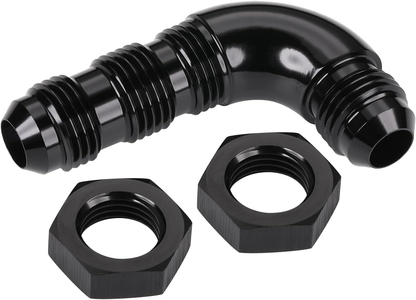Adaptador macho flare 90 grados an6 aluminio negro