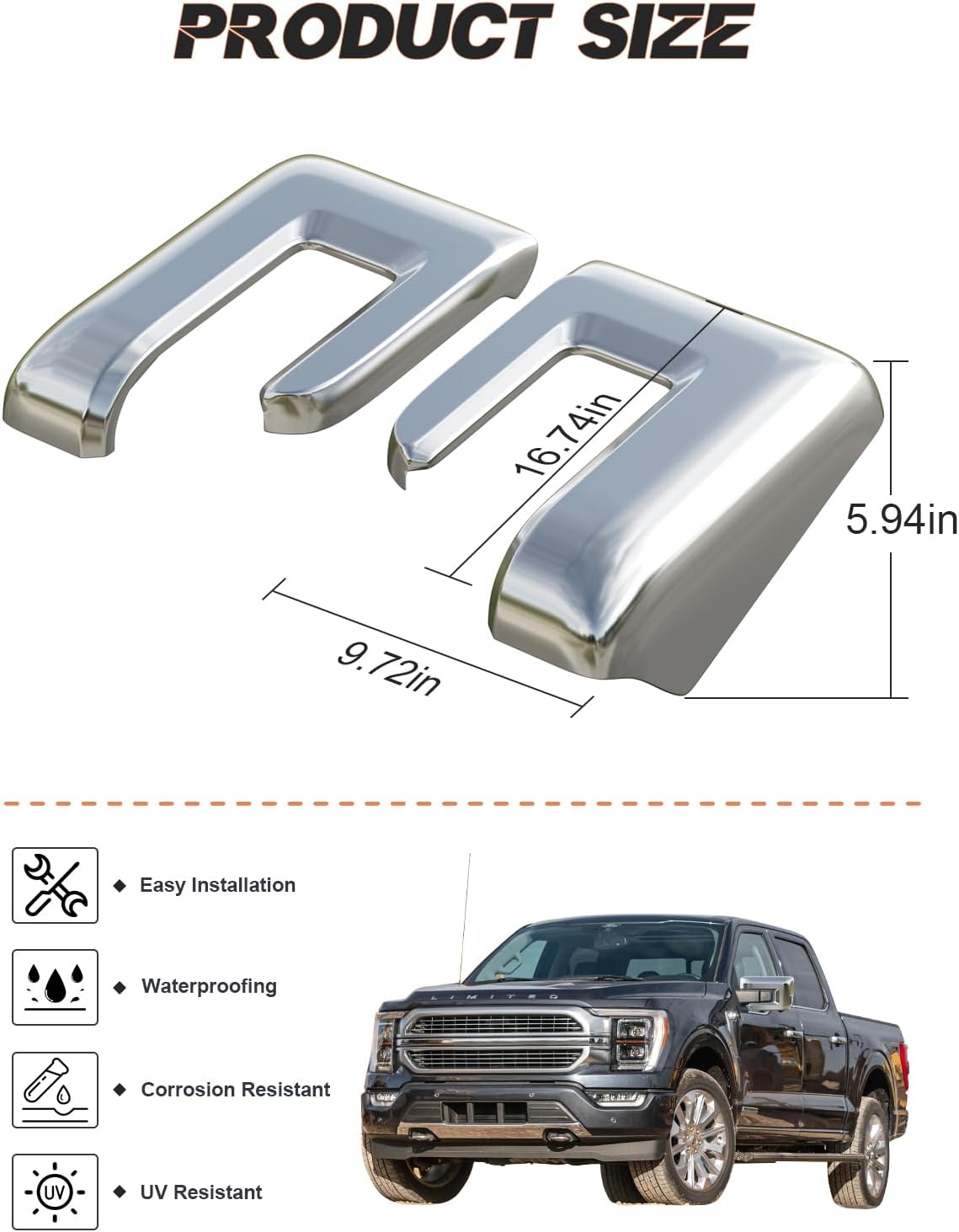 Tapas espejo Ford F150 21-23 Set 2 plástico ABS