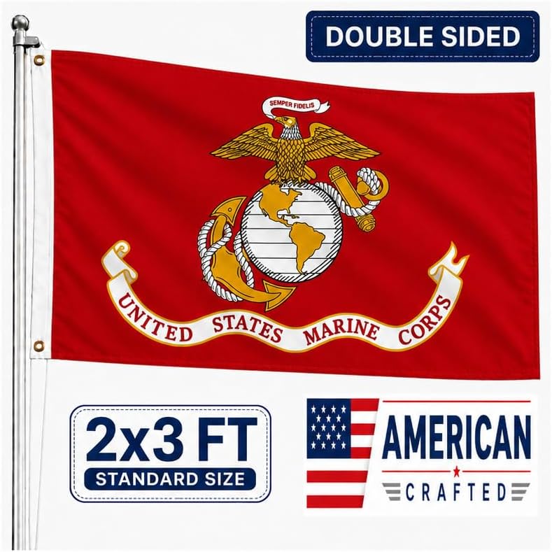Bandera USMC resistente 2x3 doble cara poliéster ojales