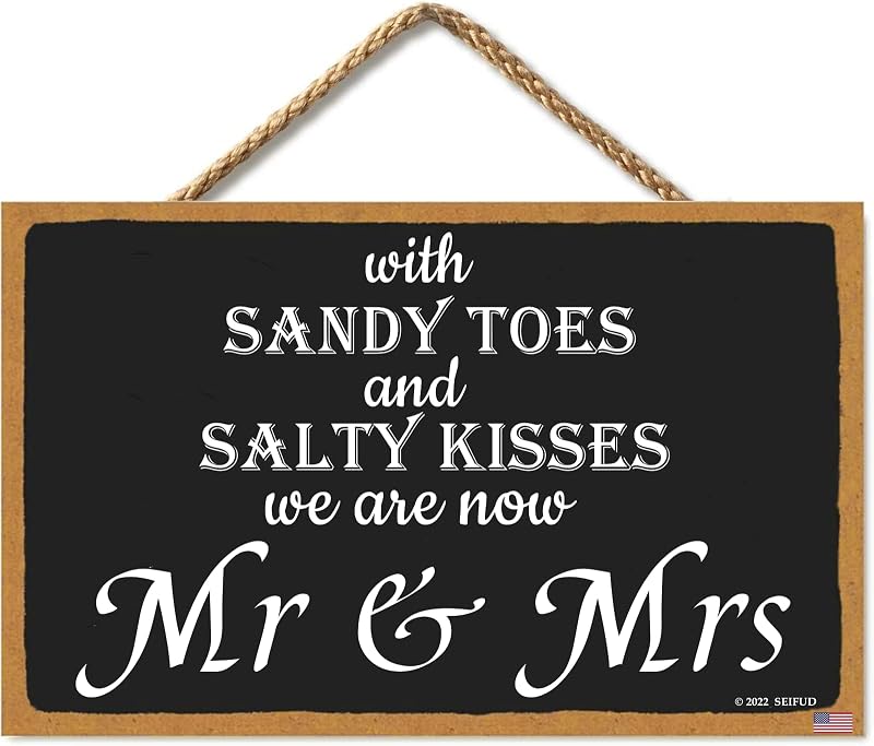 Letrero madera boda playa 11x6pulg