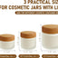 6 Pzas Frascos Vidrio Cosméticos con Tapas Madera 1-4oz