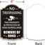 2 Carteles No Trespassing 12x8" Metal Reflectante