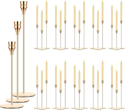 30 Portavelas Dorados Metal para Candelabros Mesa Boda