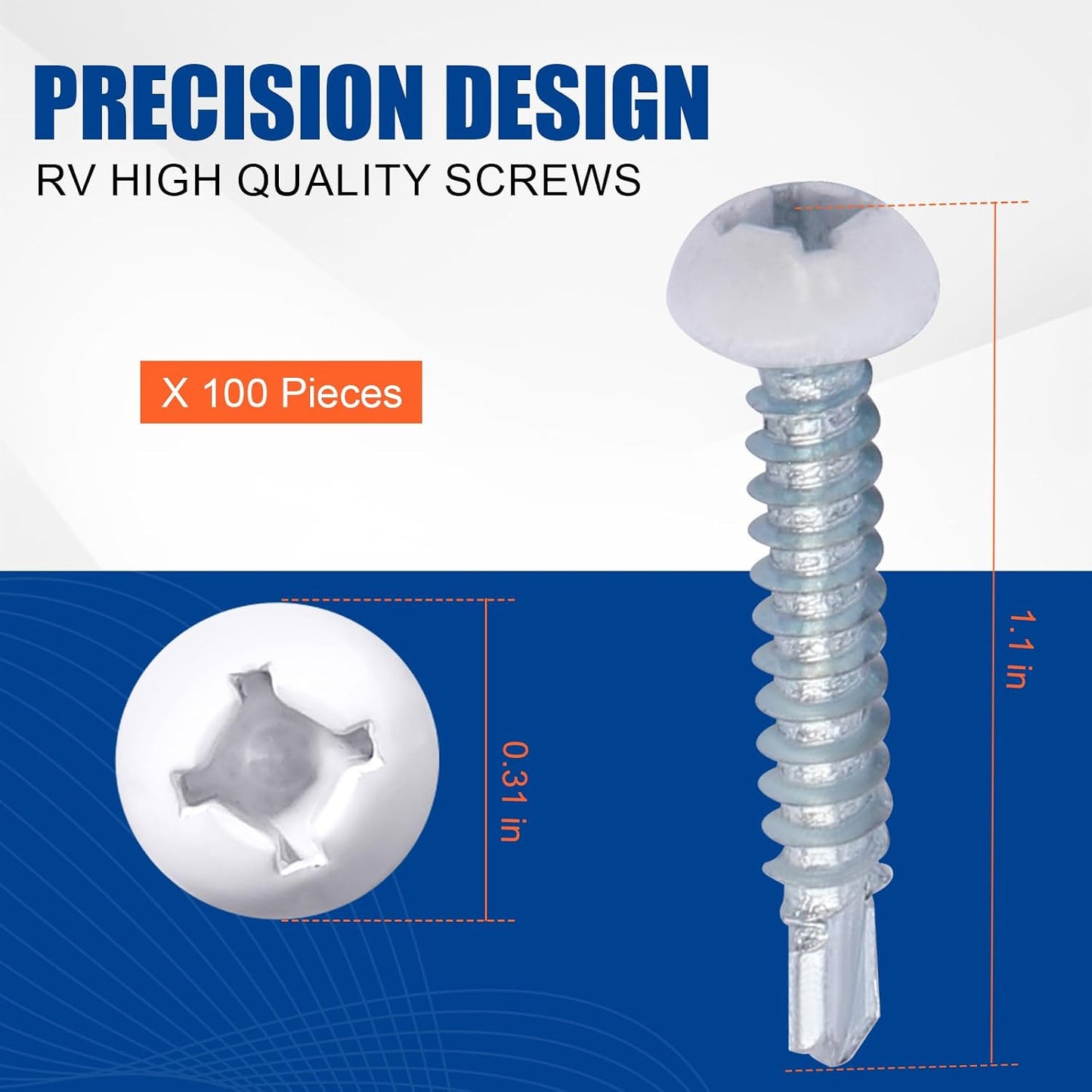 Tornillos RV cabeza sartén 8x1 rosca rápida chapa remolque