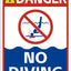 Cartel No Diving Pool aluminio 10x14" para piscinas