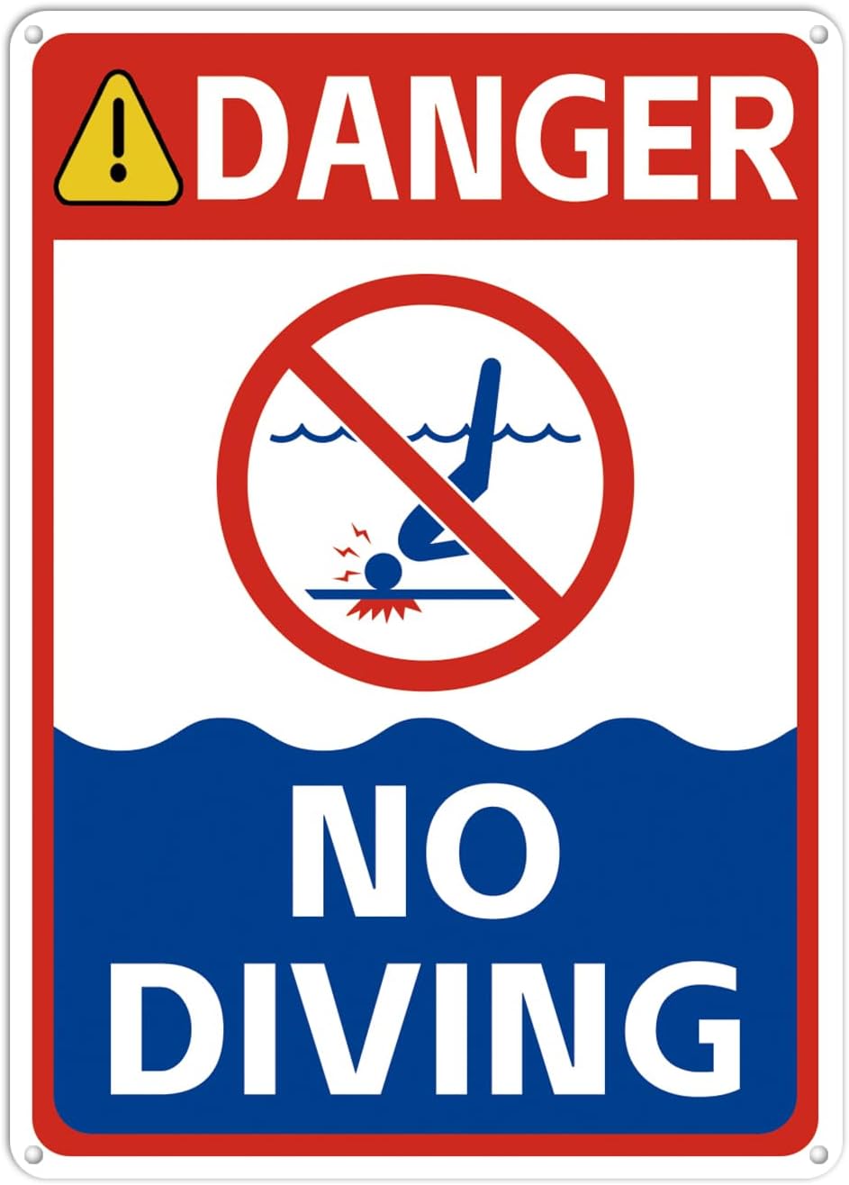 Cartel No Diving Pool aluminio 10x14" para piscinas