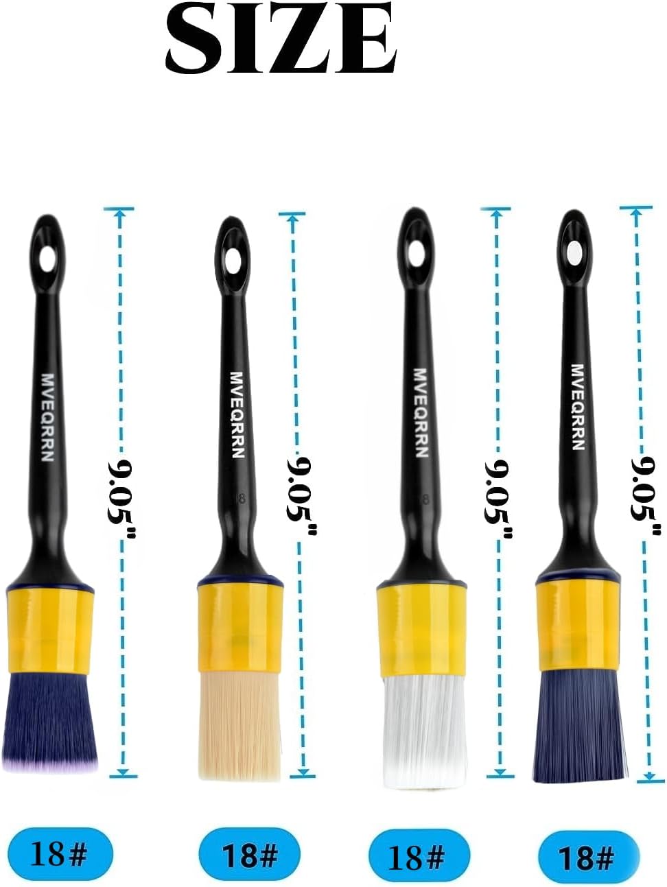 Set 4 Cepillos Coche Pelo Jabalí Ergonómico Multiusos