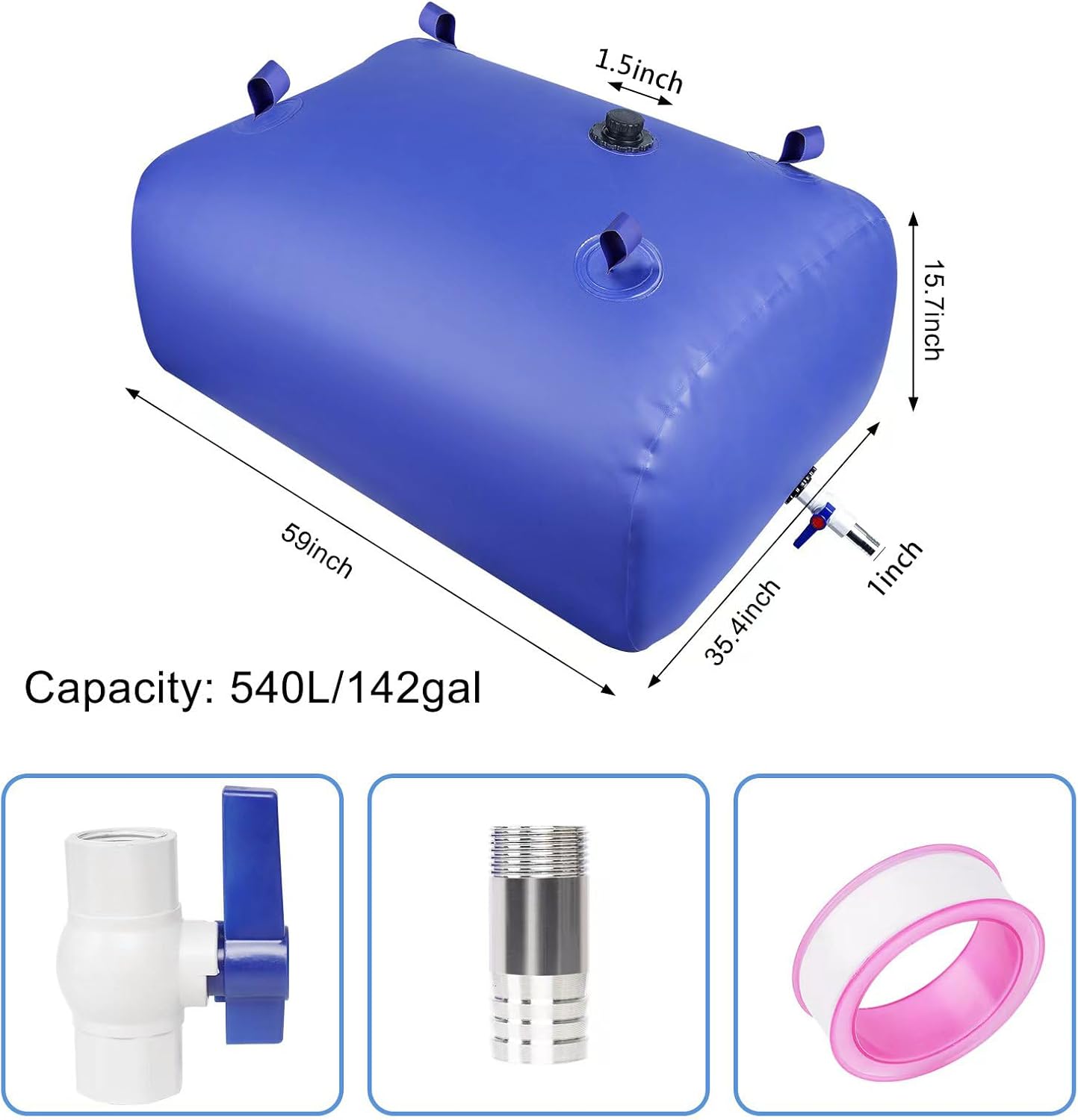 Vejiga almacenamiento agua 540L acero inox a prueba fugas