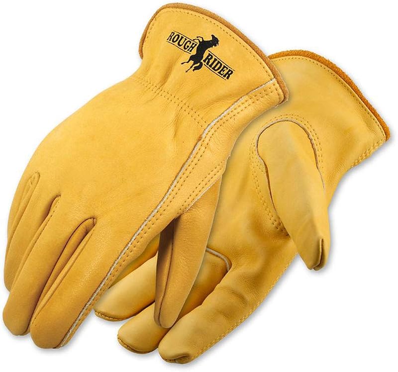 Guantes cuero conductor elásticos dorados pack 12 talla M