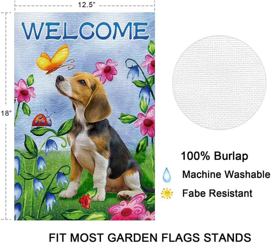 Bandera jardín perro bienvenida doble cara 12.5x18pulg