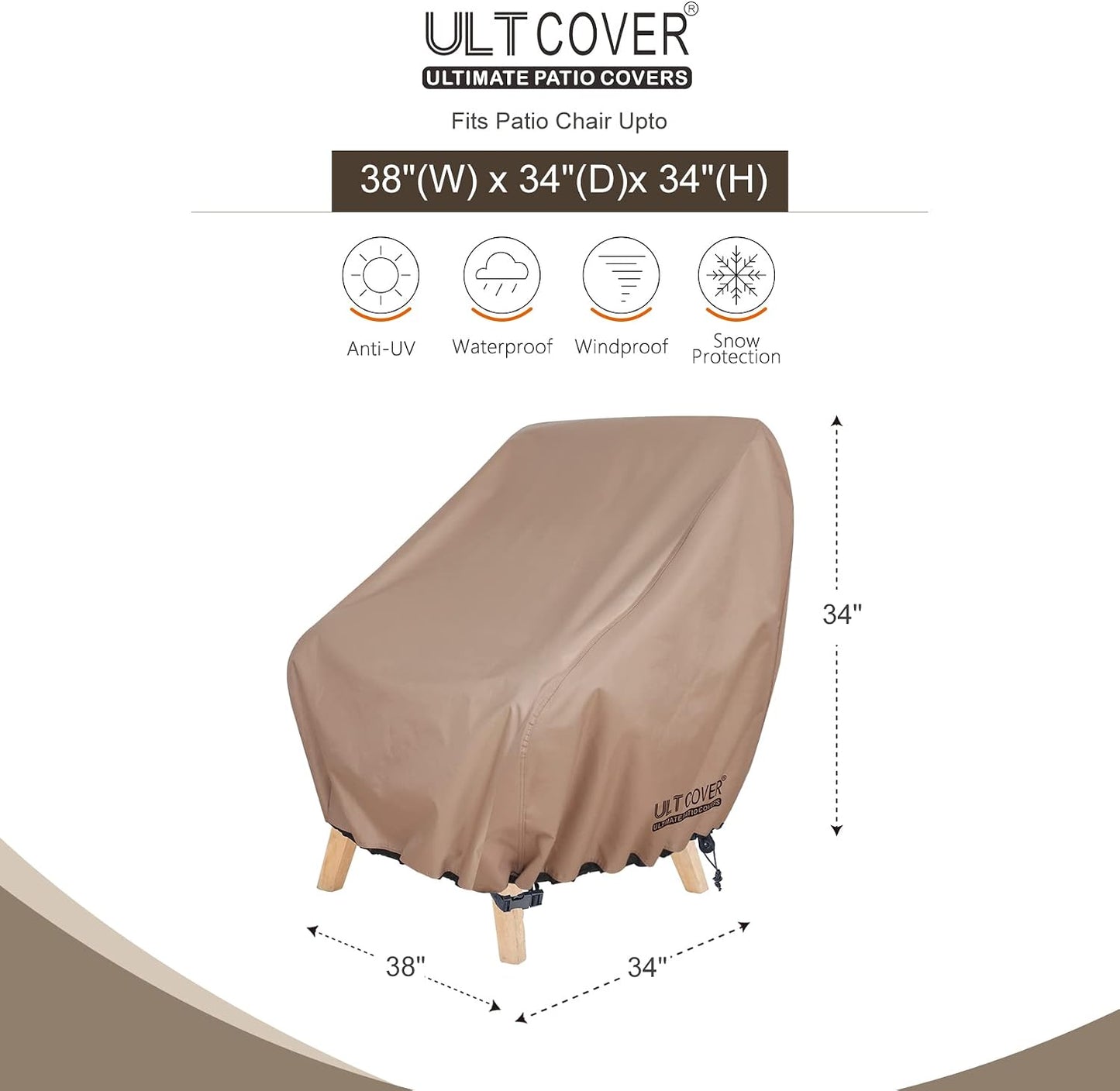 Funda silla patio impermeable para asiento profundo 38x34pulg