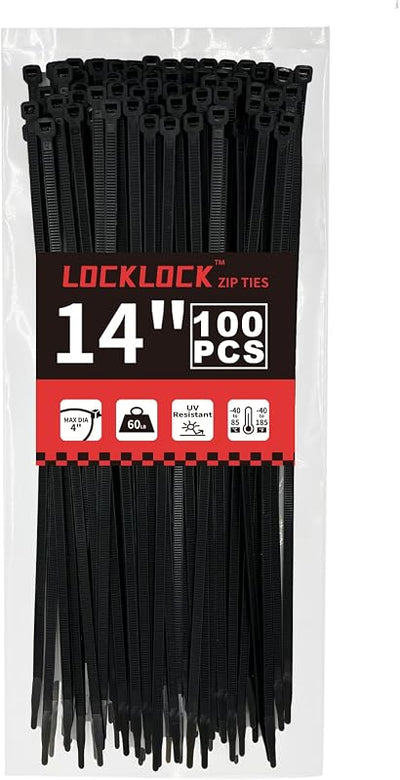 Bridas alambre negro 14pulg 100uds resistentes UV