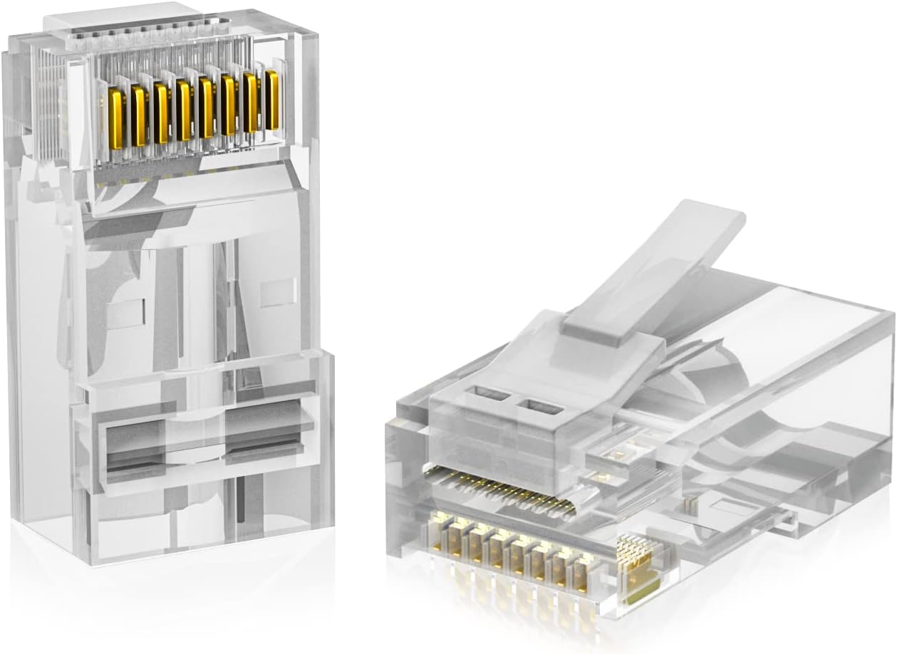 100 Conectores RJ45 Cat6 Chapados Oro para Cable UTP