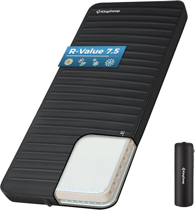 Almohadilla autoinflable espuma 3" para camping negro