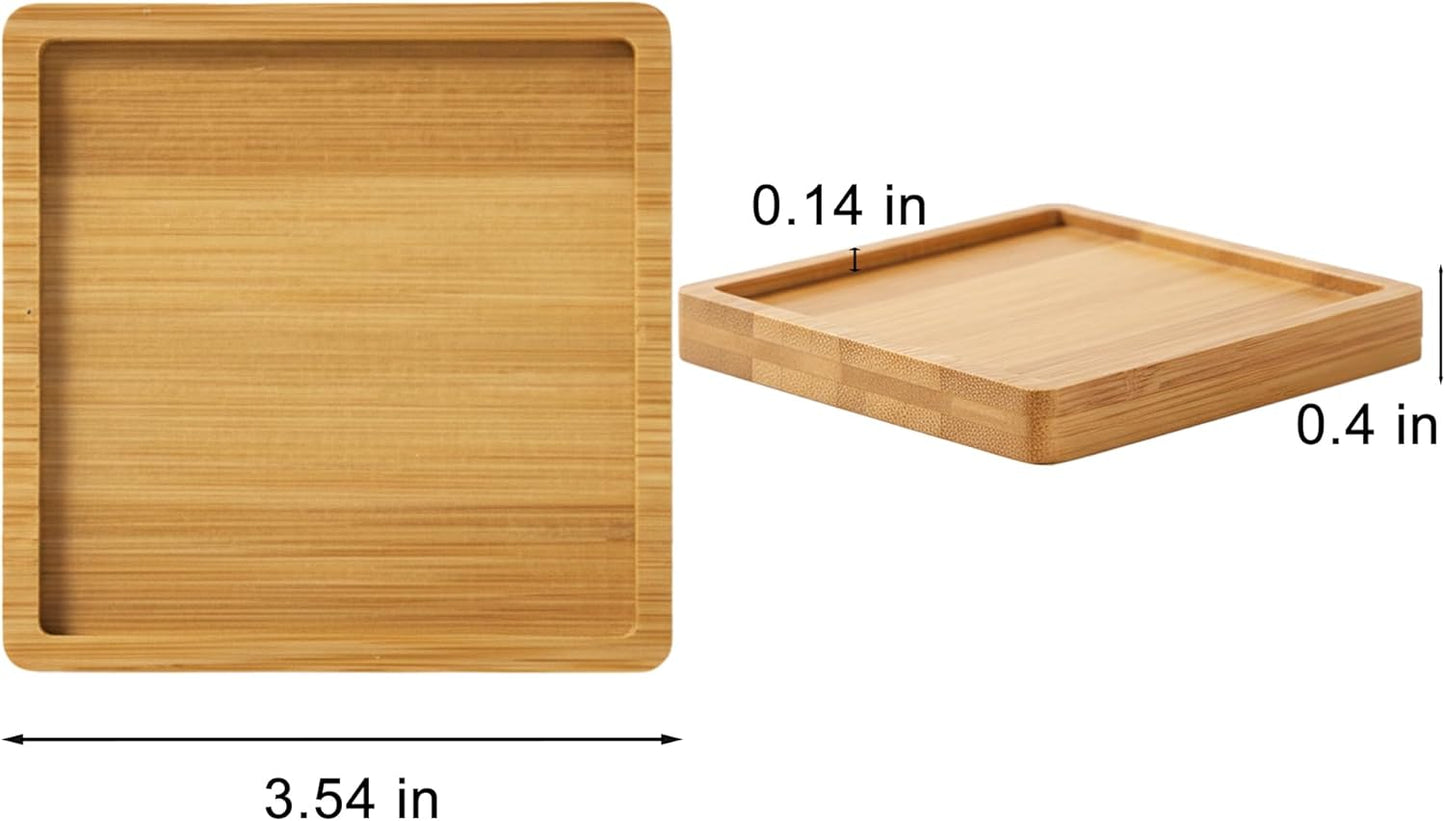 10 Posavasos Bambú Cuadrados 3.54pulg Blanco Arte Azulejos