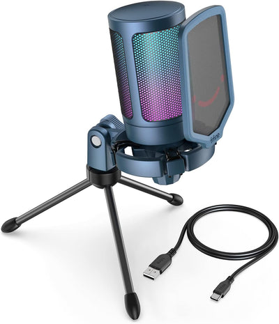 Micrófono USB RGB para PC Mac grabación vocal Twitch