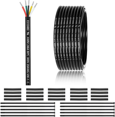 Cable eléctrico 20/5 50pies PVC trenzado cobre estañado UL2464