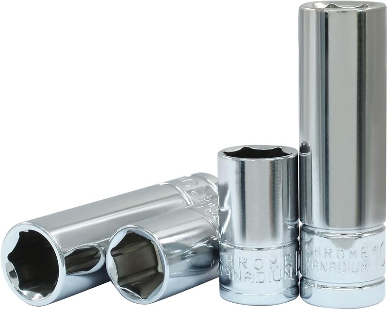 Set 4 llaves vaso 1/4pulg acero cromo vanadio 6 puntos