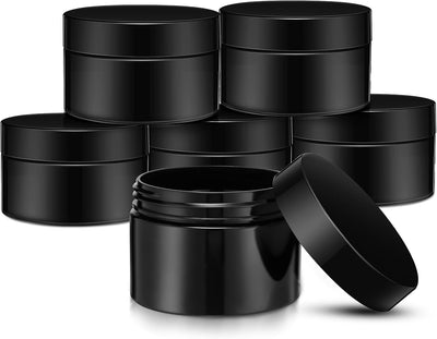 6 Pzas Tarros Plástico 4oz Tapas Ancha Reutilizables Negro