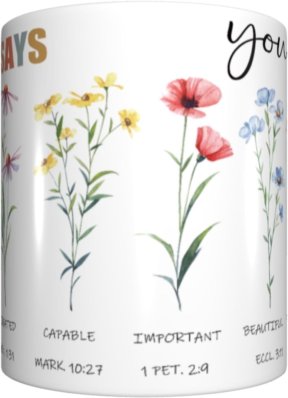 Taza cristiana para mujer 11oz con accesorios biblicos