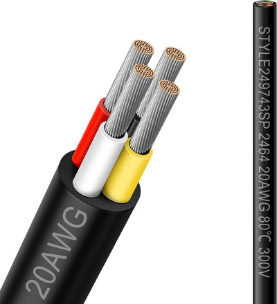 Cable eléctrico 20/4 conductores 33pies PVC negro automoción