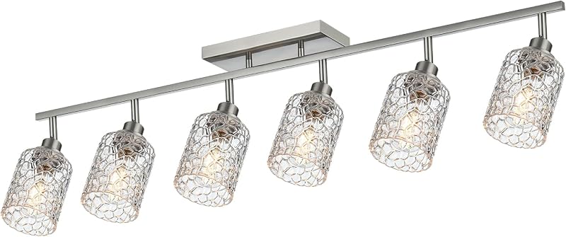 Kit 6 luces baño con cabezal giratorio níquel cepillado