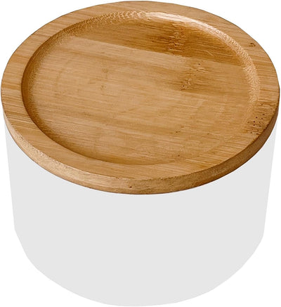 Caja organizadora joyas redonda con tapa madera blanco