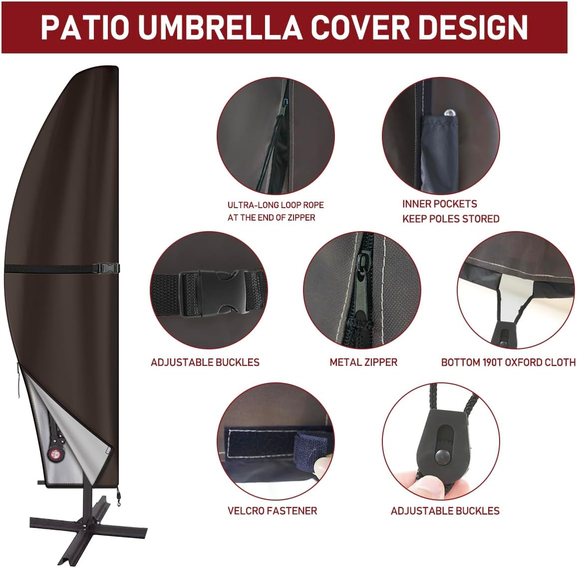 Funda impermeable sombrilla patio 9-14" comp 12-14"