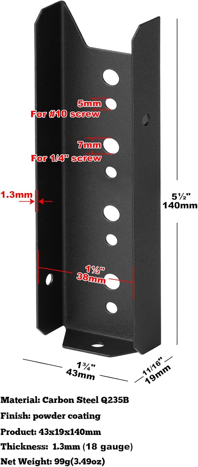 20 Soportes Valla 2x6 para Riel Madera Negro
