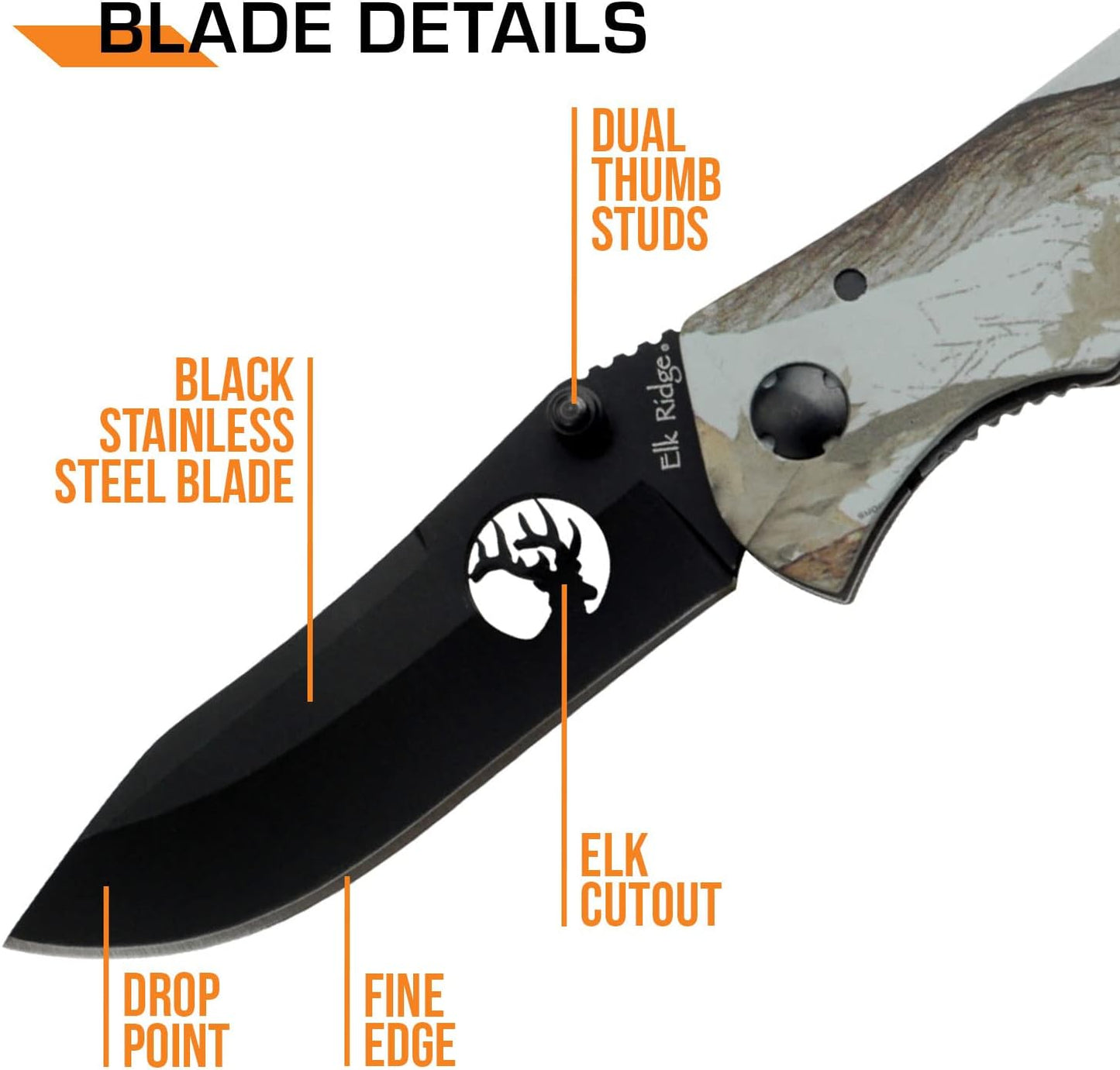 Cuchillo plegable acero inox 3.12" mango aluminio camuflaje