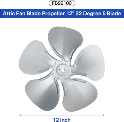 Hélice ventilador ático 12pulg 32grados 5 cuchilla eje 1/2