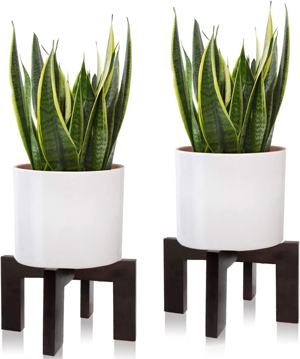 2 Soportes plantas madera moderno ratán interior exterior