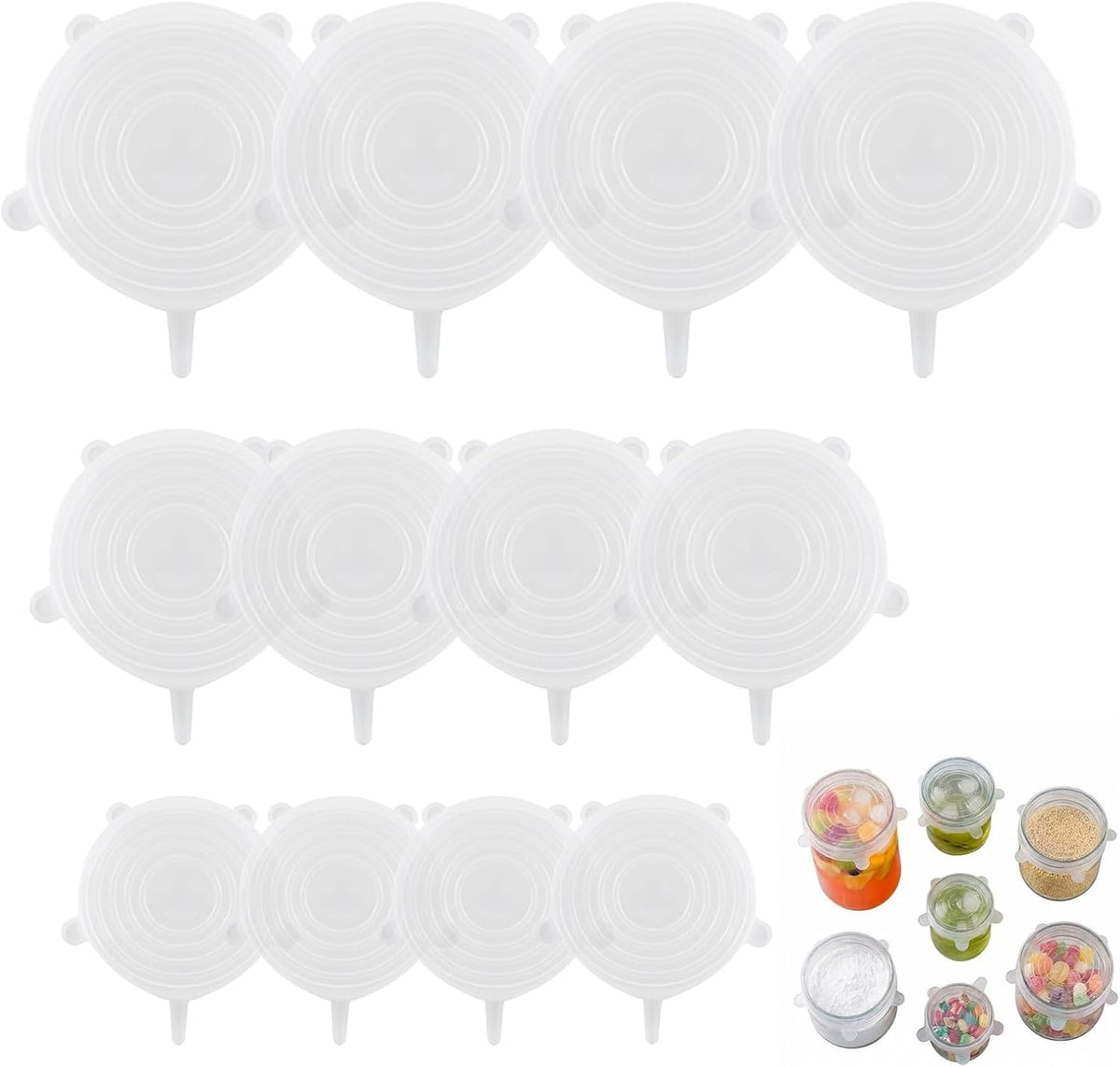 Tapas elásticas de silicona pequeñas paquete 12 fundas reutilizables para alimentos