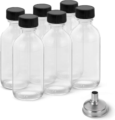 6 Botellas Vidrio 2oz Acero Inox Tapas Embudo 60ml
