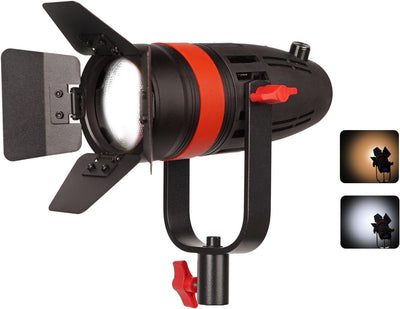 Luz Fresnel LED bicolor 3200K-5600K 55W enfocable CRI96 para video