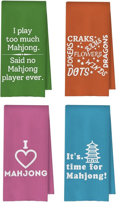 Juego 4 Paños Waffle Mahjong Gifts 16x24pulg