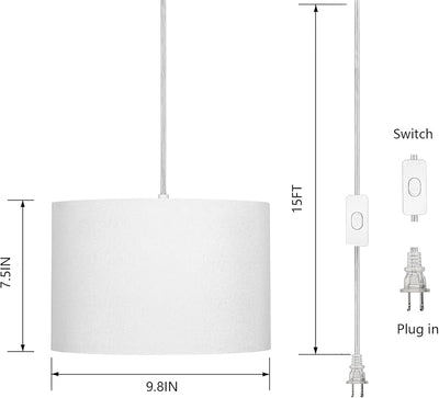 Luz colgante enchufable 15ft con interruptor y control
