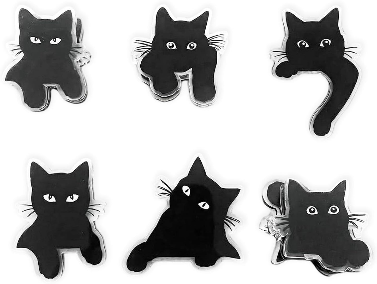 Pack 12 clips magnéticos forma gato para nevera