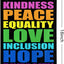 Bandera jardín 12x18 pulg textos kindness peace equality love